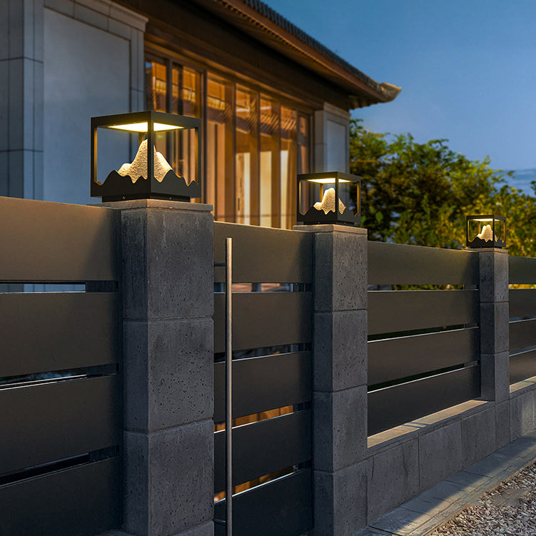 Moderne Art Deco Platz Berg Glow Solar Wasserdichte PC Edelstahl LED Außenleuchte Für Garten 