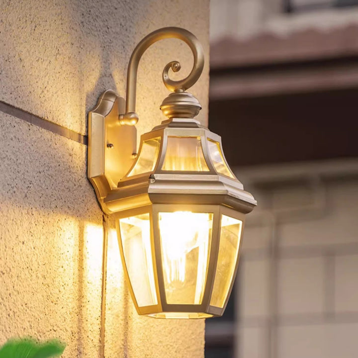 Lámpara de aplique de pared de 1 luz de hardware de vidrio impermeable contemporáneo nórdico redondo para patio exterior 