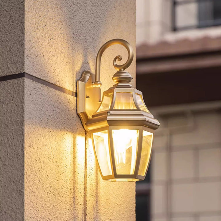 Lámpara de aplique de pared de 1 luz de hardware de vidrio impermeable contemporáneo nórdico redondo para patio exterior 