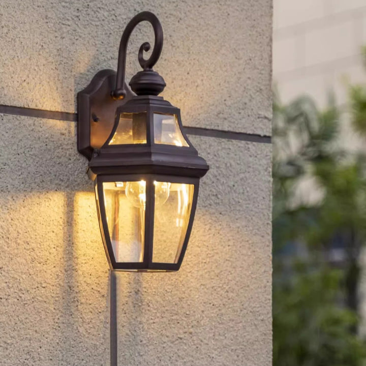 Lámpara de aplique de pared de 1 luz de hardware de vidrio impermeable contemporáneo nórdico redondo para patio exterior 