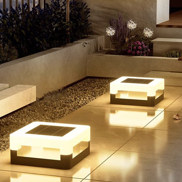 Lumière extérieure LED carrée minimaliste moderne étanche en acier inoxydable PE pour jardin 