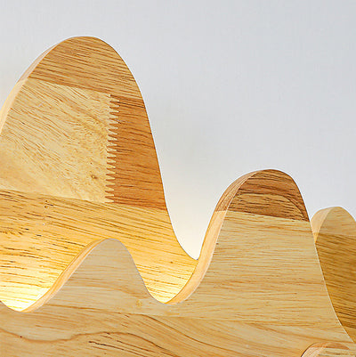 Traditionelle chinesische Berglinie mäandernde Massivholz Eisen LED Wandleuchte Lampe für Wohnzimmer 