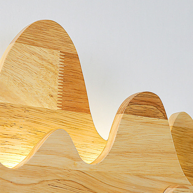 Traditionelle chinesische Berglinie mäandernde Massivholz Eisen LED Wandleuchte Lampe für Wohnzimmer 