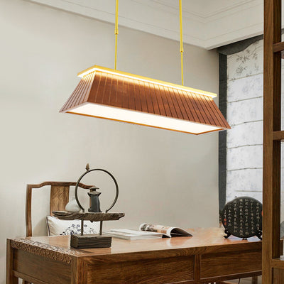 Traditionelle Chinesische Dach Quadrat Acryl Massivholz Hardware LED Kronleuchter Für Wohnzimmer