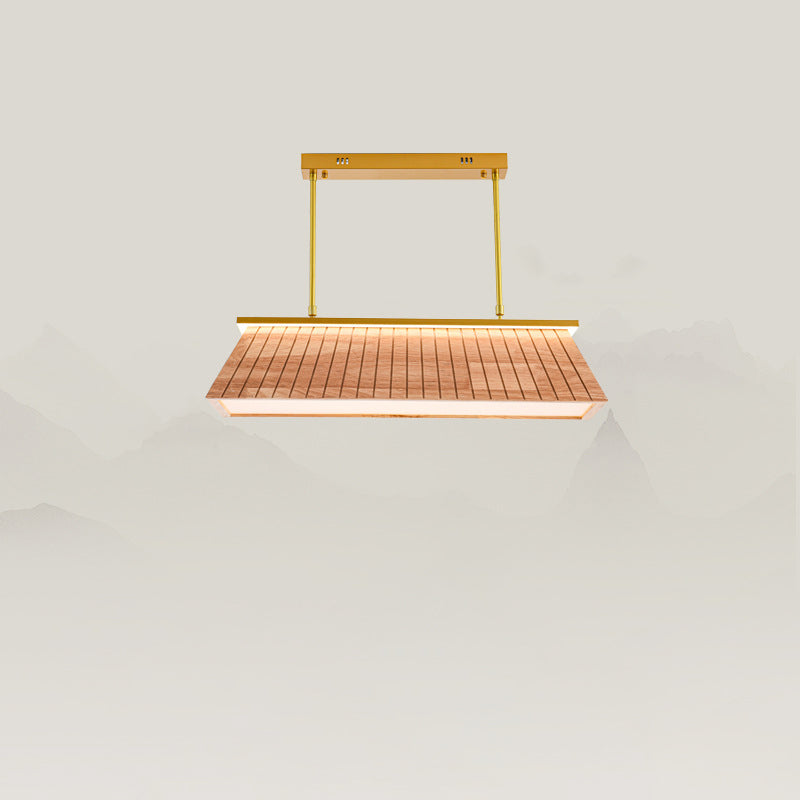 Traditionelle Chinesische Dach Quadrat Acryl Massivholz Hardware LED Kronleuchter Für Wohnzimmer