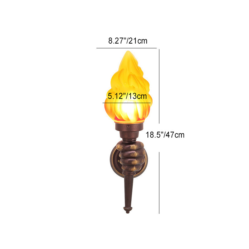 Traditionelle Vintage Torchbearer Form Glas Aluminium 1-Licht Wandleuchte Lampe für Terrasse im Freien 