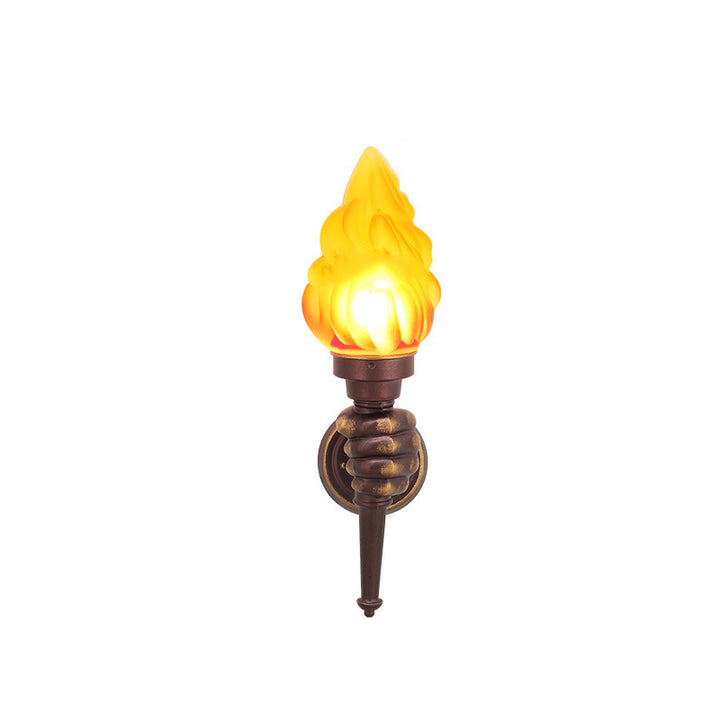 Traditionelle Vintage Torchbearer Form Glas Aluminium 1-Licht Wandleuchte Lampe für Terrasse im Freien 