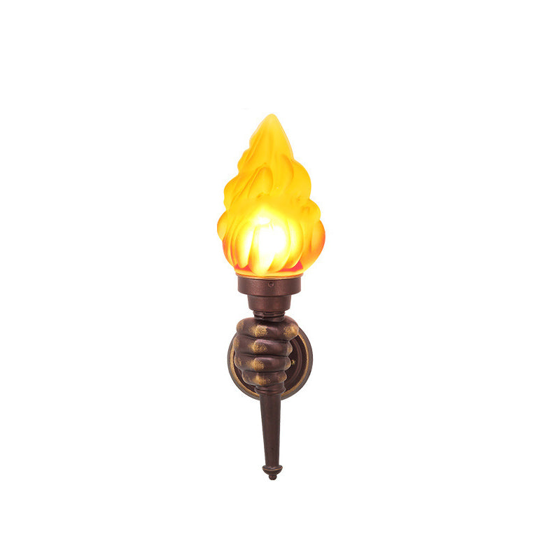 Traditionelle Vintage Torchbearer Form Glas Aluminium 1-Licht Wandleuchte Lampe für Terrasse im Freien 
