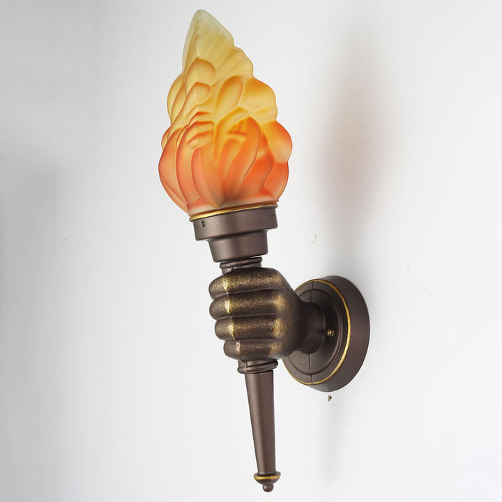 Traditionelle Vintage Torchbearer Form Glas Aluminium 1-Licht Wandleuchte Lampe für Terrasse im Freien 