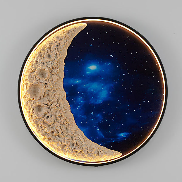 Lámpara de Aplique de Pared LED de Hardware de Aluminio de Resina Redonda Astronauta Estrella Art Deco Moderna para Patio Exterior 