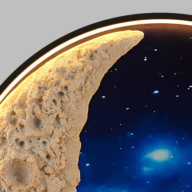 Lámpara de Aplique de Pared LED de Hardware de Aluminio de Resina Redonda Astronauta Estrella Art Deco Moderna para Patio Exterior 