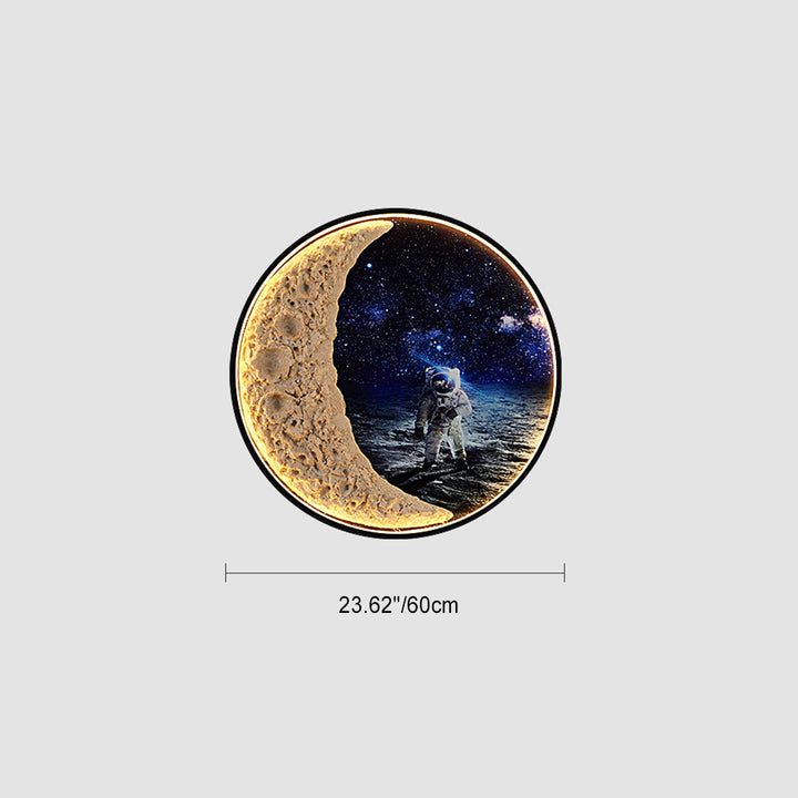 Lámpara de Aplique de Pared LED de Hardware de Aluminio de Resina Redonda Astronauta Estrella Art Deco Moderna para Patio Exterior 