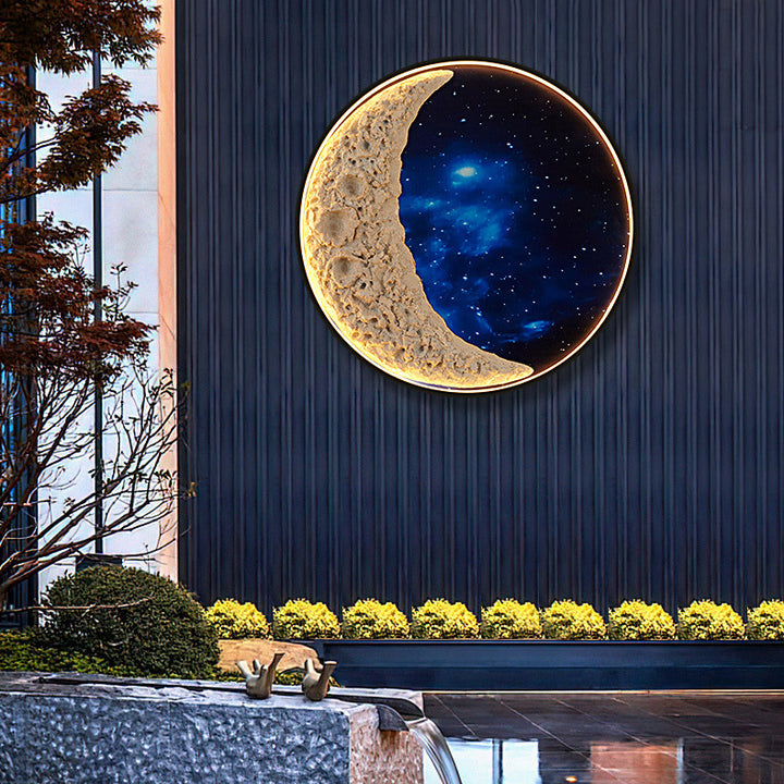Lámpara de Aplique de Pared LED de Hardware de Aluminio de Resina Redonda Astronauta Estrella Art Deco Moderna para Patio Exterior 