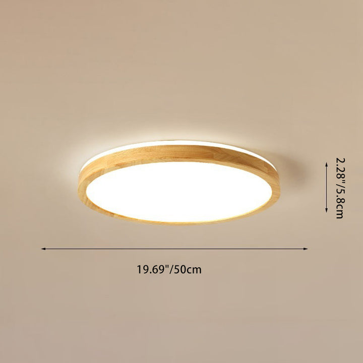 Plafonnier LED rond en bois massif acrylique traditionnel japonais pour chambre à coucher 