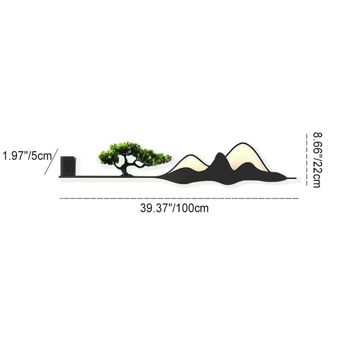Lámpara Aplique de Pared LED de Silicona Acrílica de Aluminio con Árbol de Montaña Tradicional China para Patio Exterior 