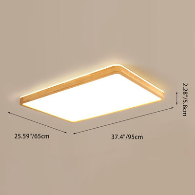 Plafonnier à LED en bois massif acrylique rectangulaire minimaliste moderne pour chambre 