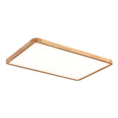 Plafonnier à LED en bois massif acrylique rectangulaire minimaliste moderne pour chambre 