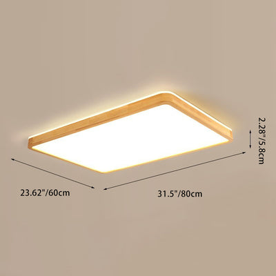 Plafonnier à LED en bois massif acrylique rectangulaire minimaliste moderne pour chambre 