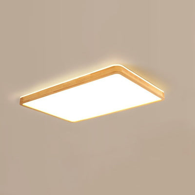 Plafonnier à LED en bois massif acrylique rectangulaire minimaliste moderne pour chambre 
