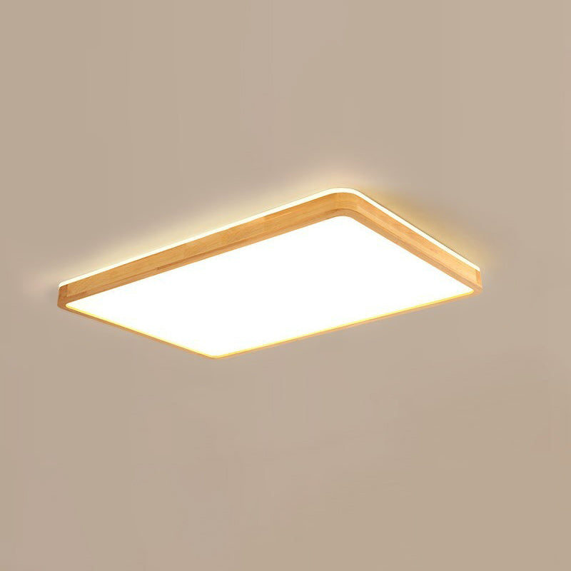 Plafonnier à LED en bois massif acrylique rectangulaire minimaliste moderne pour chambre 