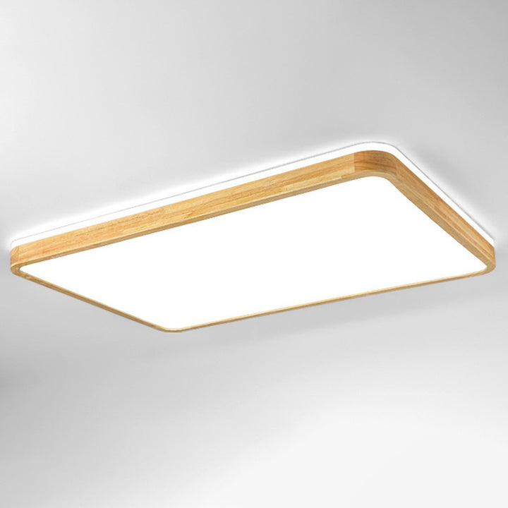 Luz de techo LED empotrada rectangular minimalista moderna de acrílico y madera maciza para dormitorio 
