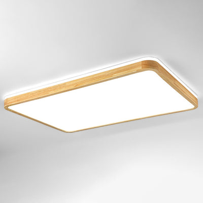 Plafonnier à LED en bois massif acrylique rectangulaire minimaliste moderne pour chambre 