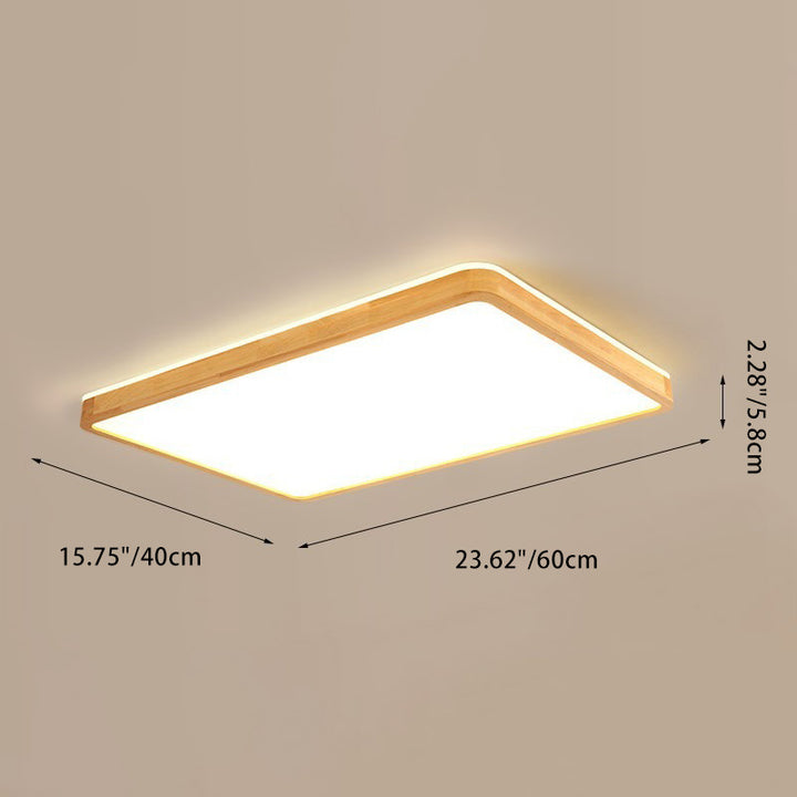 Luz de techo LED empotrada rectangular minimalista moderna de acrílico y madera maciza para dormitorio 