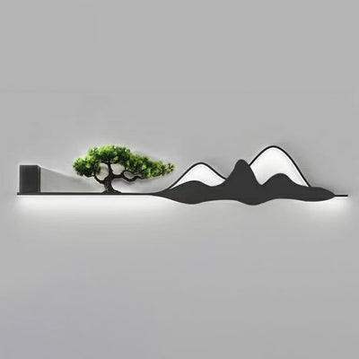 مصباح حائط LED من الألومنيوم والسيليكون والأكريليك بتصميم شجرة جبلية تقليدية صينية للاستخدام الخارجي في الفناء 