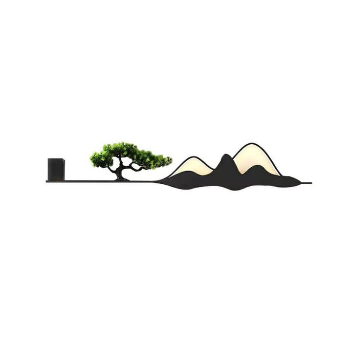 Applique murale LED en aluminium et silicone acrylique avec arbre de montagne chinois traditionnel pour patio extérieur 