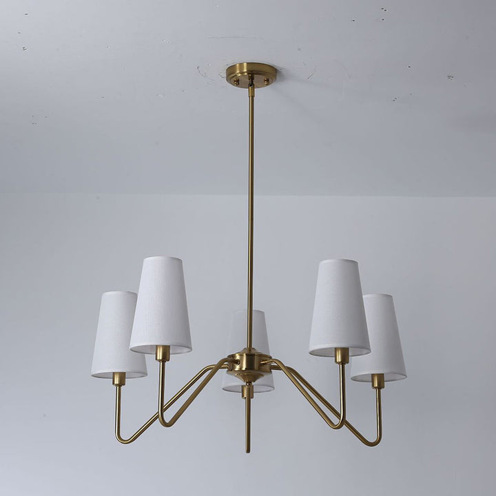 Traditionelle Vintage-Niederlassung, rund, Stoff, Eisen, 4/5 Lichter, Kronleuchter für Wohnzimmer 