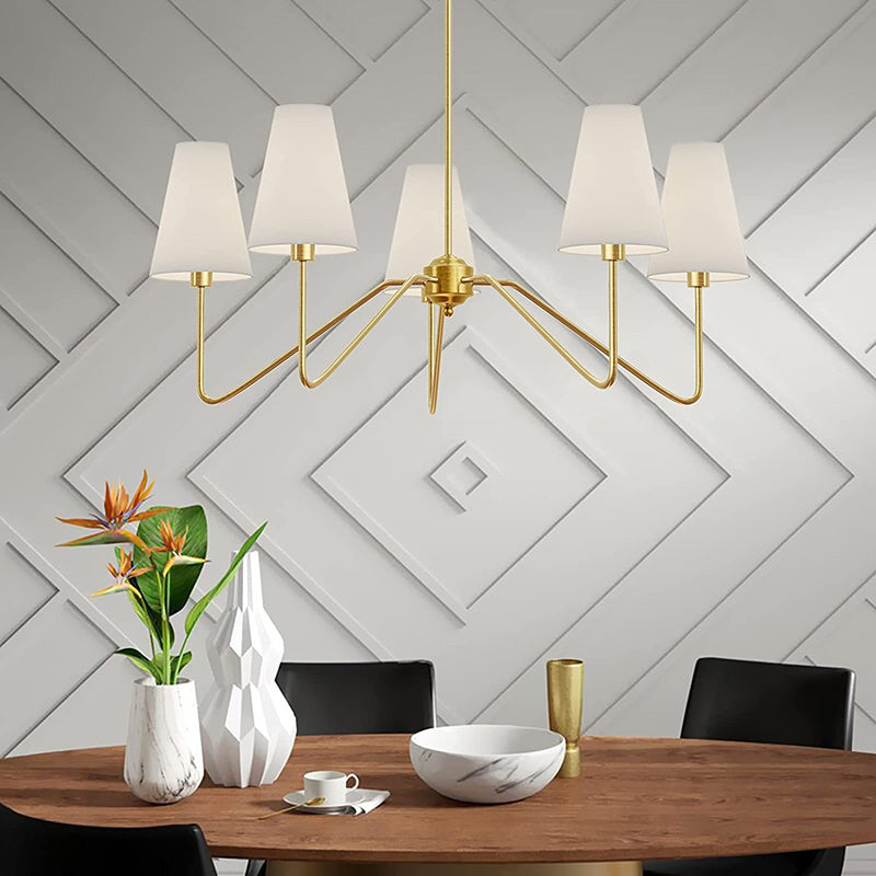 Traditionelle Vintage-Niederlassung, rund, Stoff, Eisen, 4/5 Lichter, Kronleuchter für Wohnzimmer 