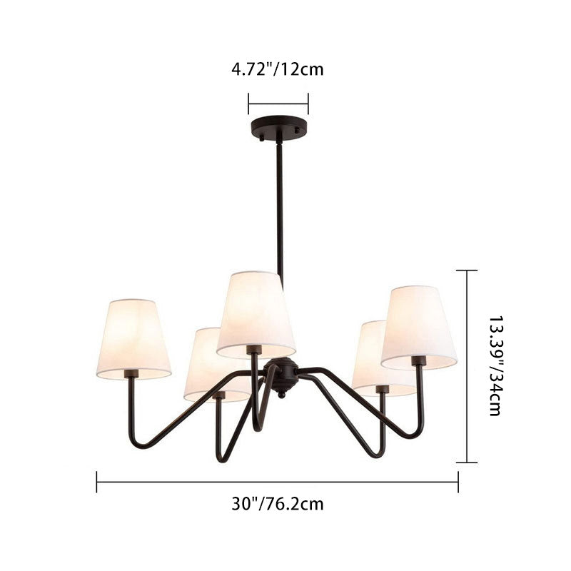 Traditionelle Vintage-Niederlassung, rund, Stoff, Eisen, 4/5 Lichter, Kronleuchter für Wohnzimmer 