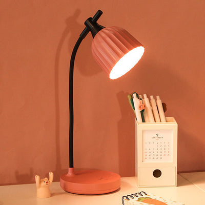 Modern Minimalist Round Pleated ABS LED Table Lamp For Living Room
