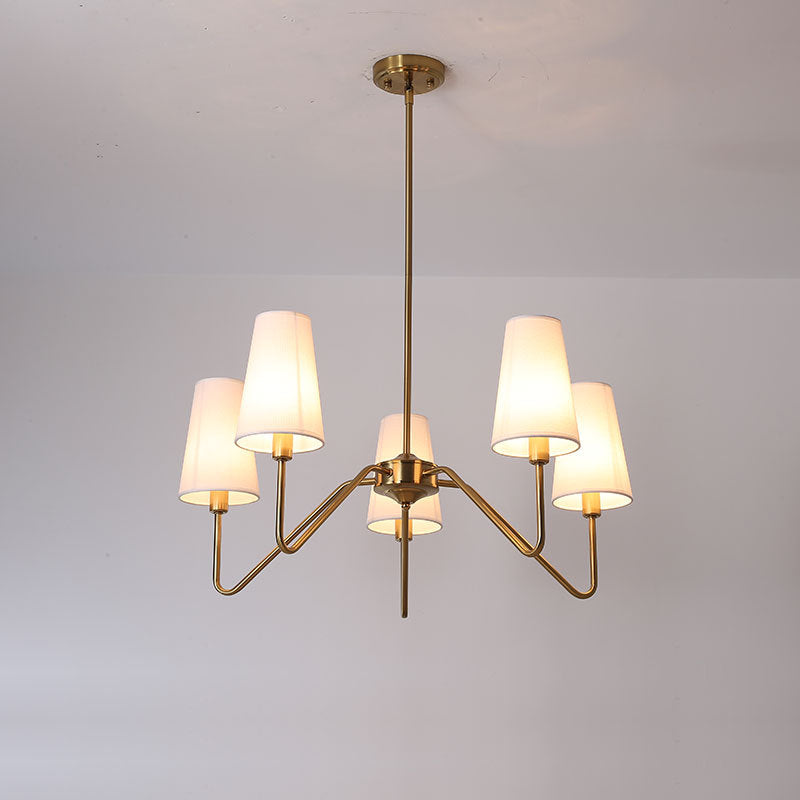 Traditionelle Vintage-Niederlassung, rund, Stoff, Eisen, 4/5 Lichter, Kronleuchter für Wohnzimmer 
