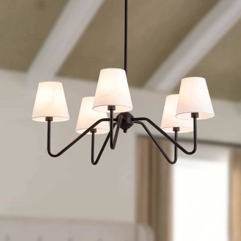 Traditionelle Vintage-Niederlassung, rund, Stoff, Eisen, 4/5 Lichter, Kronleuchter für Wohnzimmer 