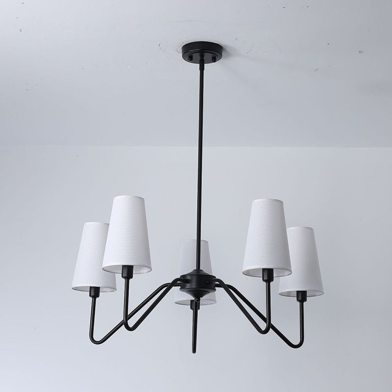 Traditionelle Vintage-Niederlassung, rund, Stoff, Eisen, 4/5 Lichter, Kronleuchter für Wohnzimmer 