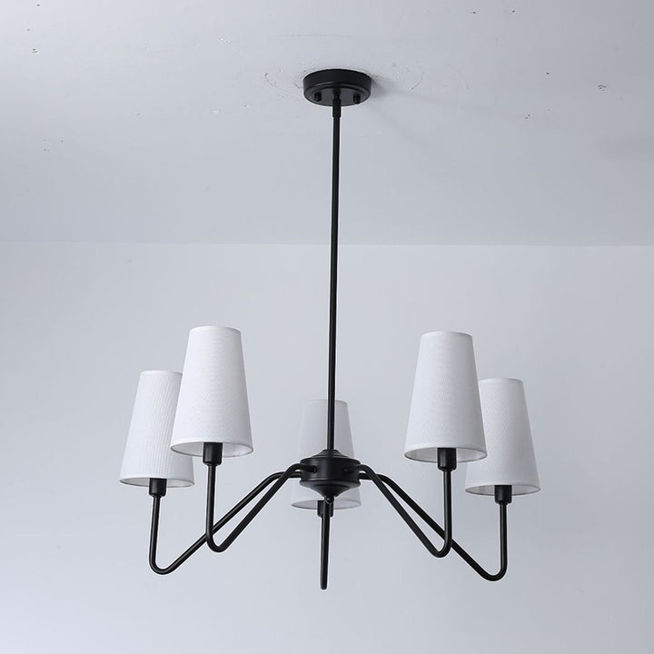 Traditionelle Vintage-Niederlassung, rund, Stoff, Eisen, 4/5 Lichter, Kronleuchter für Wohnzimmer 