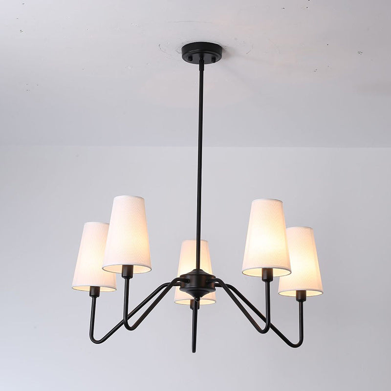 Traditionelle Vintage-Niederlassung, rund, Stoff, Eisen, 4/5 Lichter, Kronleuchter für Wohnzimmer 
