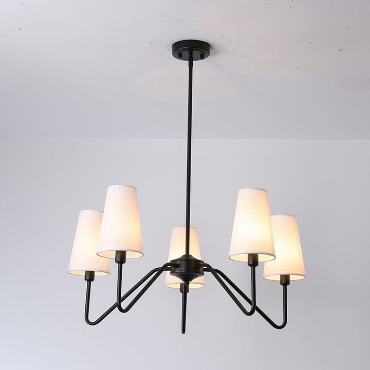 Traditionelle Vintage-Niederlassung, rund, Stoff, Eisen, 4/5 Lichter, Kronleuchter für Wohnzimmer 