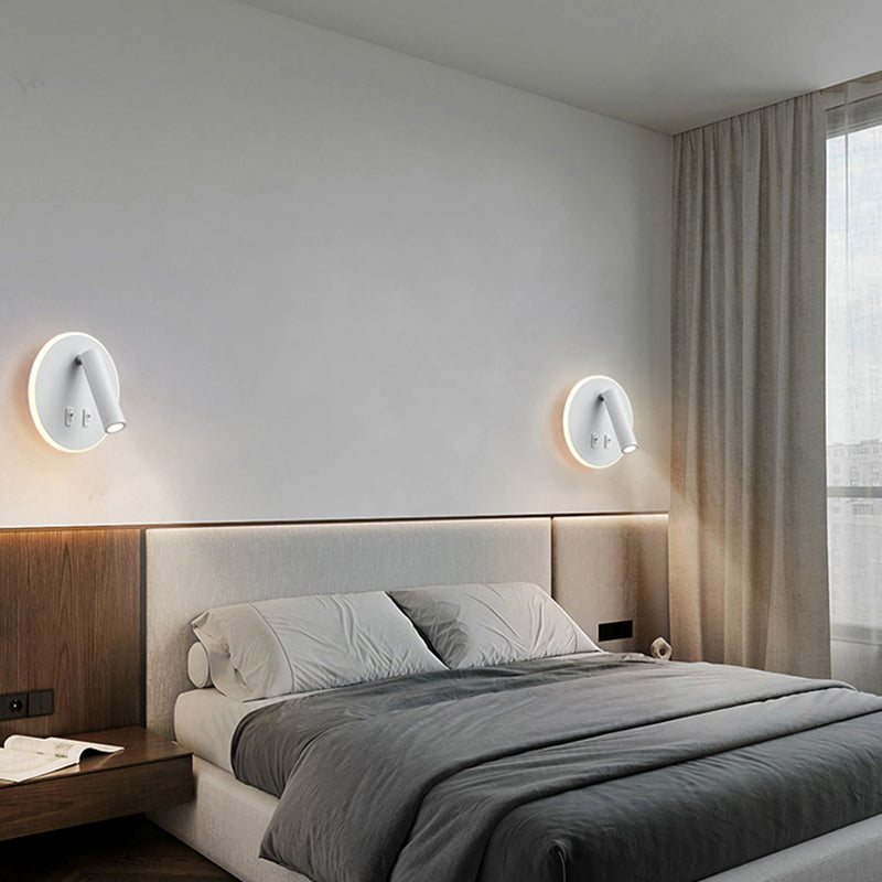 Modern Simplicity Round Rectangle Square Acrylic Iron LED Wall Sconce Lamp For Bedroom