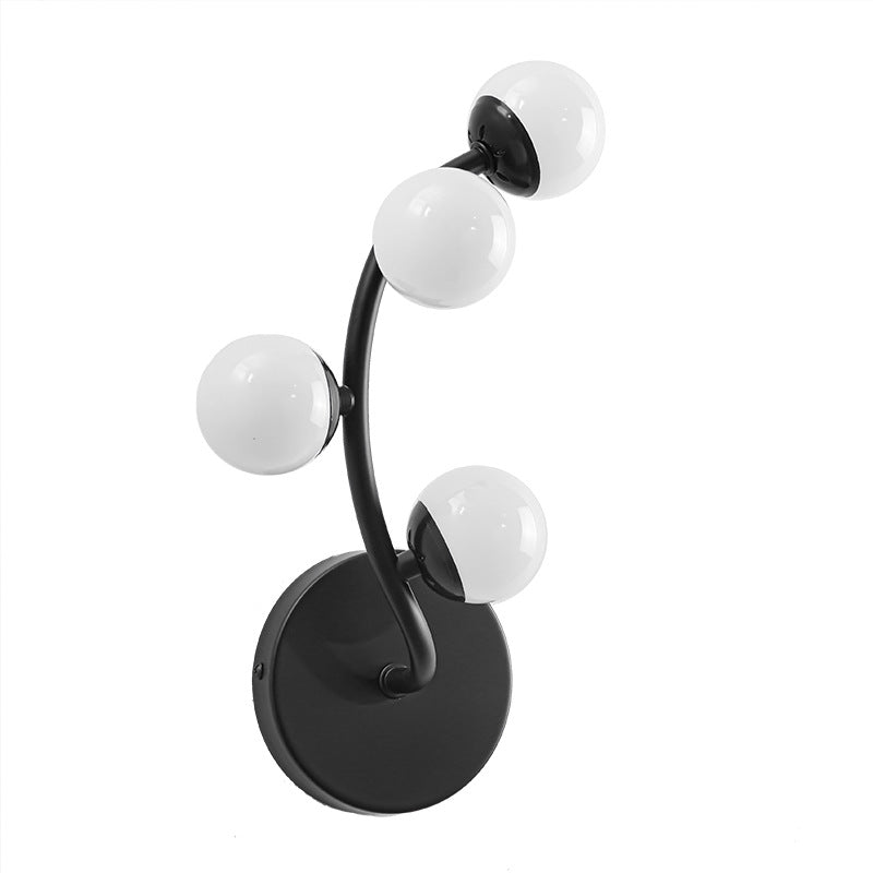 Lampe murale LED en forme de branche avec boule ronde petite et blanche, minimaliste et moderne, pour salon 