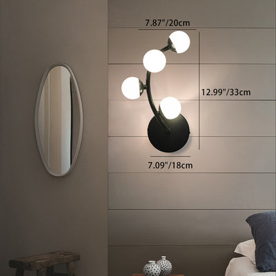Lampe murale LED en forme de branche avec boule ronde petite et blanche, minimaliste et moderne, pour salon 