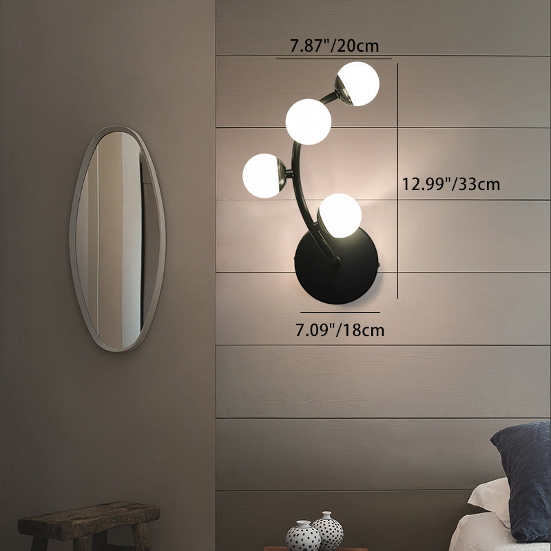Lampe murale LED en forme de branche avec boule ronde petite et blanche, minimaliste et moderne, pour salon 