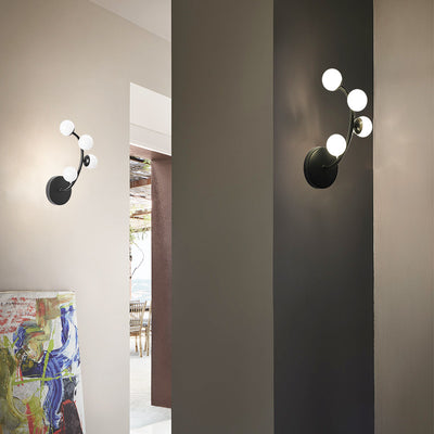 Lampe murale LED en forme de branche avec boule ronde petite et blanche, minimaliste et moderne, pour salon 