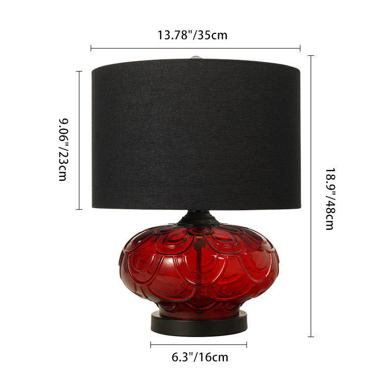 Lámpara de mesa de 1 luz con curva de tela de rosa redonda minimalista moderna para sala de estar 