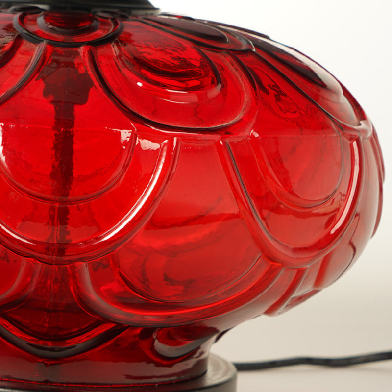 Lámpara de mesa de 1 luz con curva de tela de rosa redonda minimalista moderna para sala de estar 