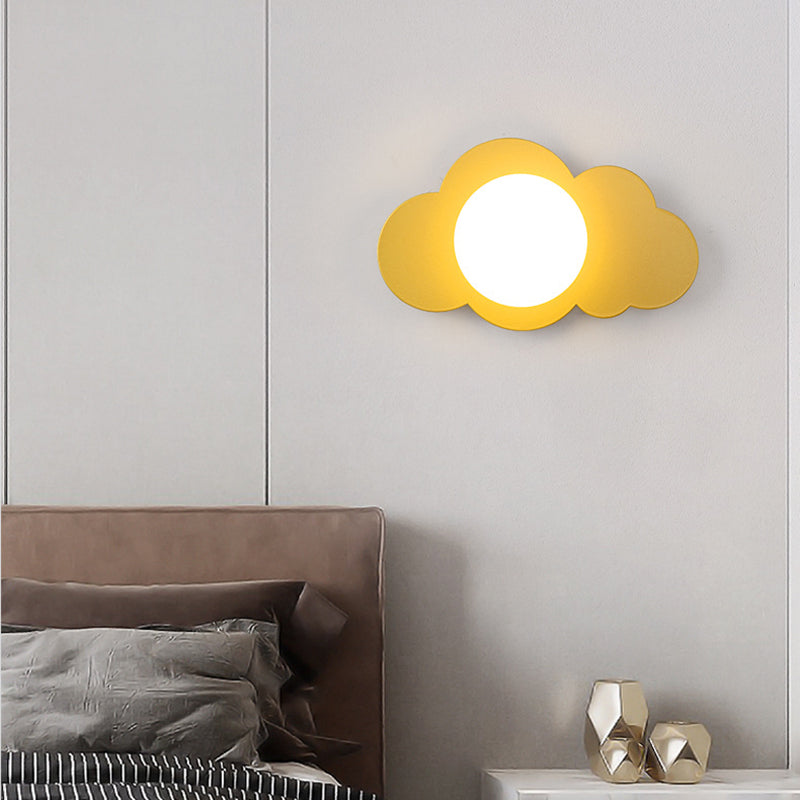 Modern Art Deco Cloud Shape Glass Iron 1-Light Wall Sconce Lamp For Living Room