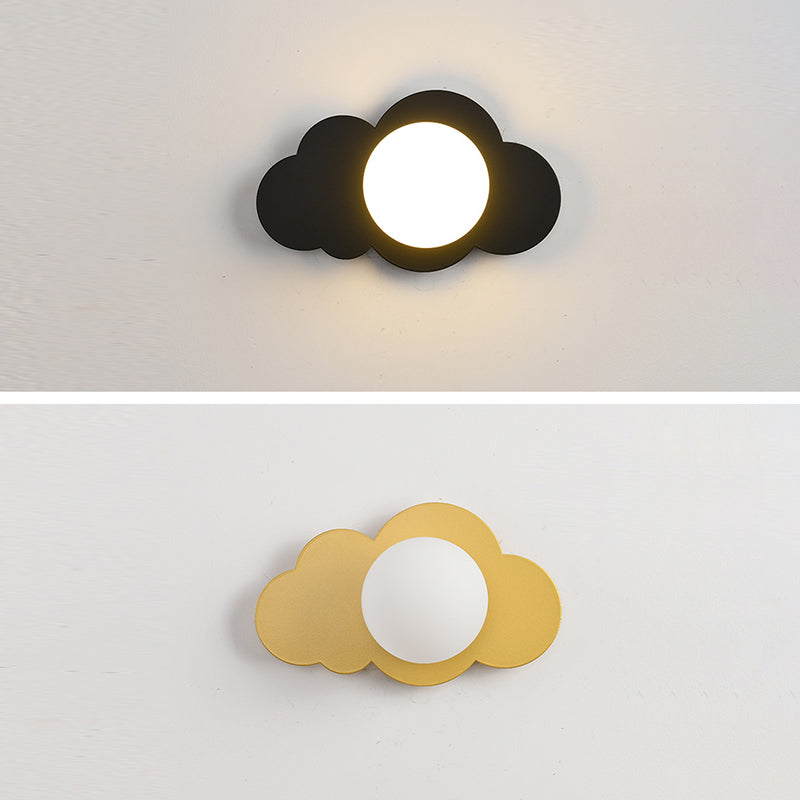 Modern Art Deco Cloud Shape Glass Iron 1-Light Wall Sconce Lamp For Living Room