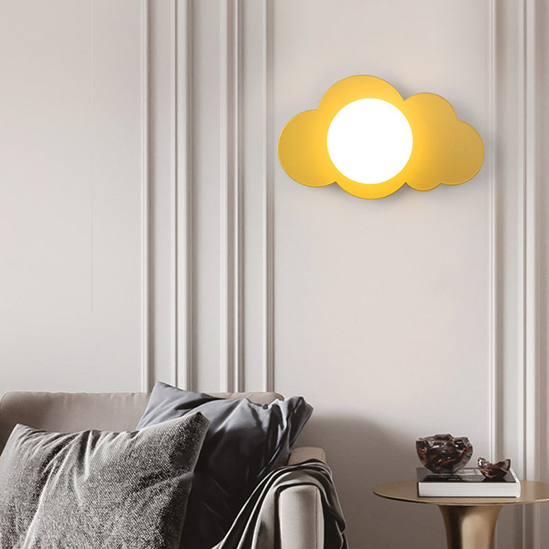 Modern Art Deco Cloud Shape Glass Iron 1-Light Wall Sconce Lamp For Living Room