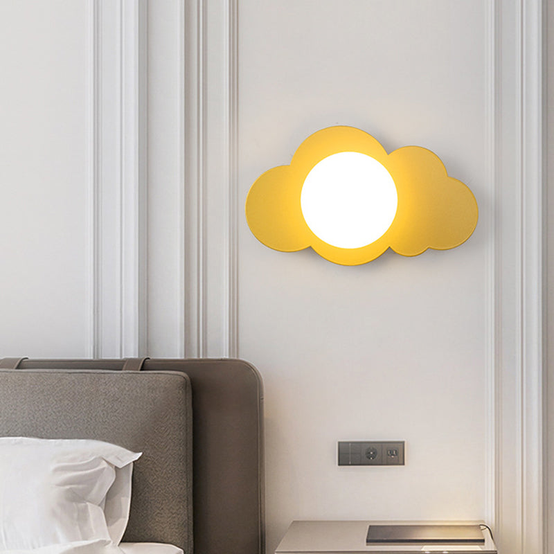 Modern Art Deco Cloud Shape Glass Iron 1-Light Wall Sconce Lamp For Living Room